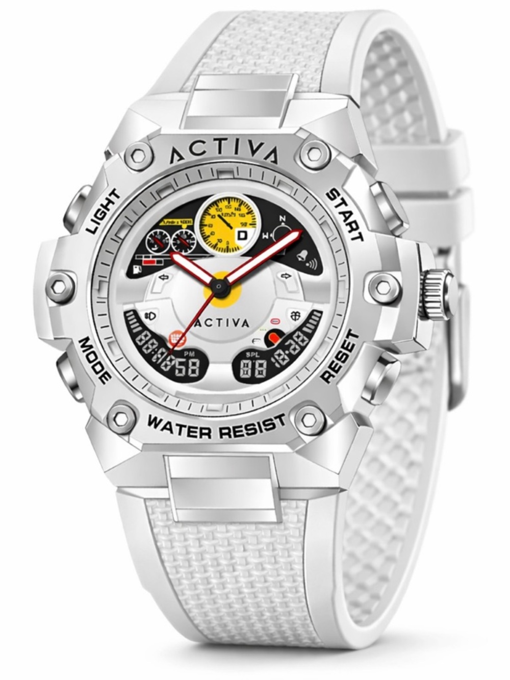 Activa X Invicta Digital Men's Watch - 55mm, White (ACW8092-004)